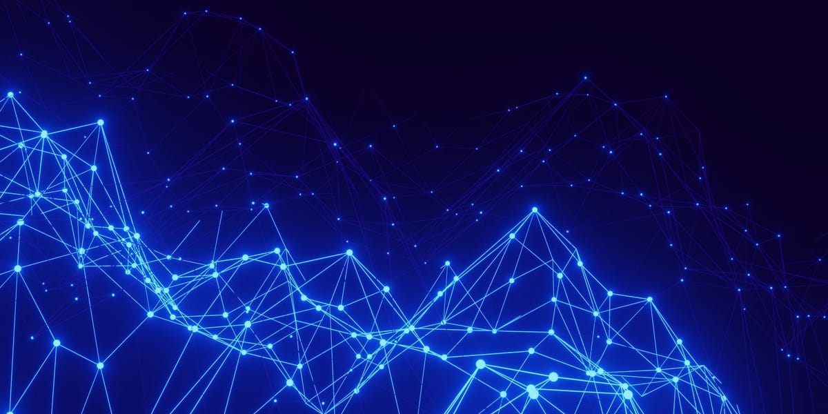 An abstract representation of a network of connected points.